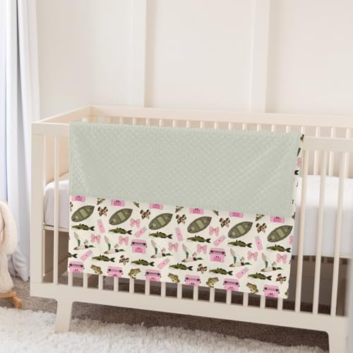 Pink Fishing Hunting Girly Baby Blankets for Girl Boy Boats Bass Fish Duck Bows Soft Mink with Dotted Backing Double Layer Swaddle Blanket Summer Lake Country Nursery Bed Blanket Infant Toddler 30x40 - Image 5