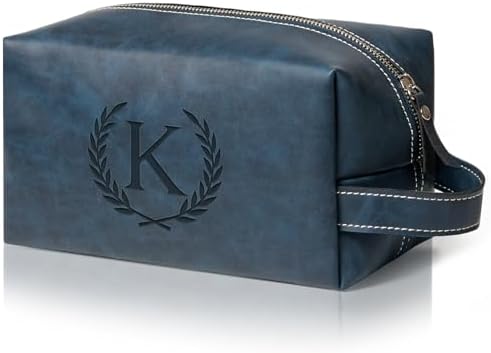 Personalized Gifts Travel Toiletry Bag for Men Engraved Initial by Aganmi