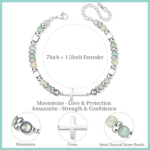 Gifts for Women Moonstone Bracelet, Amazonite Imperial Jasper Bracelets - Image 5