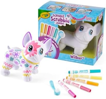Crayola Scribble Scrubbie Jumbo Pet - Wilbur (6in), Customizable Dog Toy for Kids, Washable Animal Art Kit, Animal Gifts for Girls & Boys - Image 2