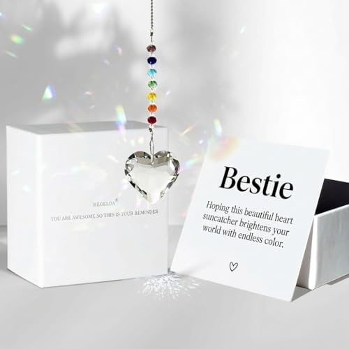Hegelda Best Friend Bestie Birthday Gifts Crystal Heart Suncatcher Ornament by HEGELDA
