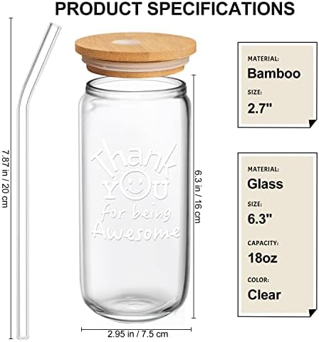 Frerdui Thank You Gift for Women Men, Teacher Appreciation Gifts, Employee Appreciation Gift for Coworkers, Thank You for Being Awesome Glass Cup for Teacher, Nurse - Image 2