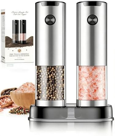 Electric Salt and Pepper Grinder Set Automatic Battery Pepper Mill Shakers Kitchen Gadgets Adjustable Coarseness Upgraded Larger Capacity with Led Birthday Gifts for Women - Image 4