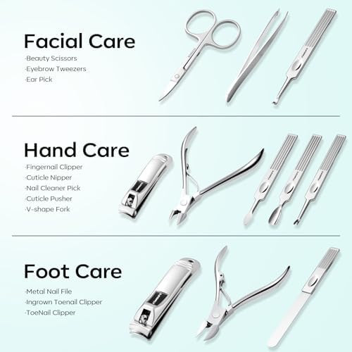 FAMILIFE Stainless Steel Manicure Set 11-in-1 Professional Nail Clipper Kit - Image 3