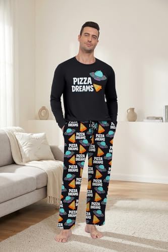 PrinStory Men's Pajama Sets Loungewear Sleepwear Pjs Lightweight Long Sleeve Shirts & Bottoms Soft Comfy Sleep Sets S-2XL - Image 3