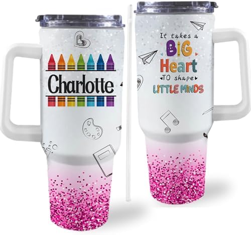 Teacher Gifts For Women Men, Personalized Stainless Steel 40oz Tumbler with Handle and Straw For Teacher Appreciation Gifts from Students, Custom Teacher Tumbler for Teachers Day Birthday Gifts by Artsadd