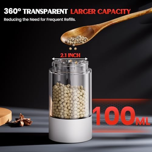 Electric Salt and Pepper Grinder Set Automatic Battery Pepper Mill Shakers Kitchen Gadgets Adjustable Coarseness Upgraded Larger Capacity with Led Birthday Gifts for Women - Image 5