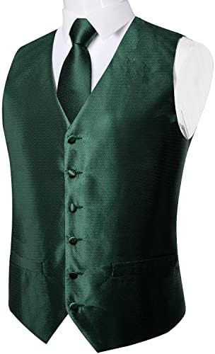 DiBanGu Mens Vest and Tie Set Formal Paisley Waistcoat and Necktie Pocket Square Cufflinks Silk Suit Vest for Tuxedo Wedding - Image 4