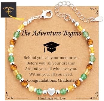 2026 Graduation Gift for Her, Graduation Bracelet Natural Stone Beads Bracelets Middle High School College 5th 8th Grade Grad Jewelry Gifts for Women Girls by VULETO