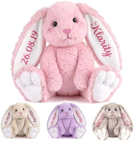 Personalized Bunny Plush with Embroidery Name, Custom Bunny Stuffed Animal by Cryphart-CustomGiftExpert