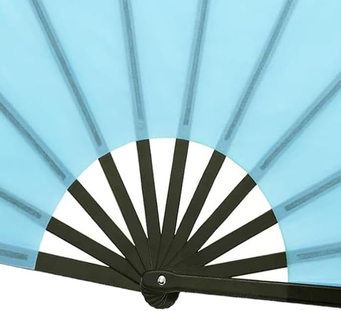Huralona 5 Pack Large Folding Hand Clap Fan Fabric Rave Popping Fans Chinese Kung Fu Tai Chi Hand Fan Festival Dance Gift Performance Decorations (Lake Blue)