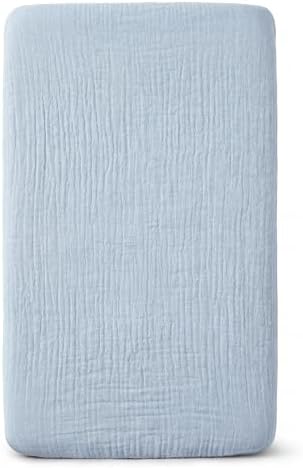 Muslin Bassinet Sheet Compatible with Maxi-Cosi Iora & Iora Air Bedside Sleeper - 100% Cotton Rectangular Mattress Pad Cover (33"x20"), Breathable & Soft, Boho (1 Pack Blue) by ProGoleem