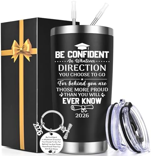 Lifecapido Graduation Gifts, 2026 Graduate 20oz Tumbler with Keychain, High School College Masters Degree PhD Graduation Gifts for Friends Classmates Graduates, Black by Lifecapido