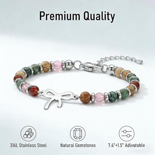 LINGYUAN Graduation Bracelet for Her 2026, Beaded Jewelry Gift with Inspirational Message Card, Adjustable Keepsake for High School or College Graduate - Image 3