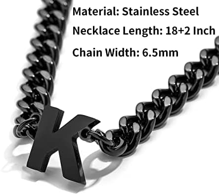 DuoDiner 18+2" Initial Necklace for Men Boys Gifts A-Z Cuban Link Chain - Image 3