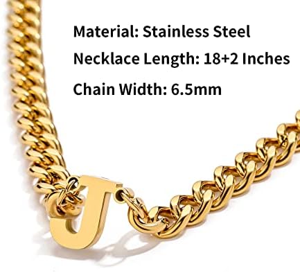 DuoDiner 18+2" Initial Necklace for Men Boys Gifts A-Z Cuban Link Chain - Image 3