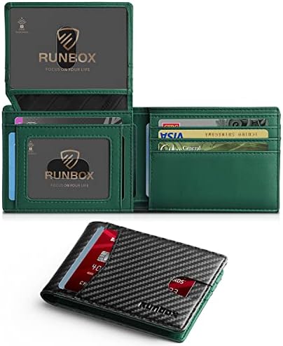 RUNBOX Wallet for Men -Slim Rfid Leather Mens Bifold Novelty Wallets 2 ID Window With Gift Box Men's Accessories by RUNBOX