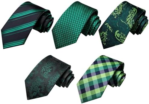 Hi-Tie Lot 5 Pcs Gift Box Mens Tie Set Necktie with Pocket Square Cufflinks Silk Neck Tie Collection - Image 7