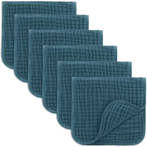 Comfy Cubs Muslin Burp Cloths 20x10" 6 Pack, Baby Burp Cloths - Neptune by ComfyCubs
