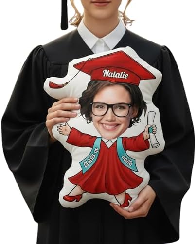Personalized Funny Face Graduation Pillow, Custom Cartoon Grad Pillow with Cap and Diploma, Graduation Keepsake Present for Her Him, Class of 2026 Senior Gift, Funny Student Pillows by HOOKSTRIKE