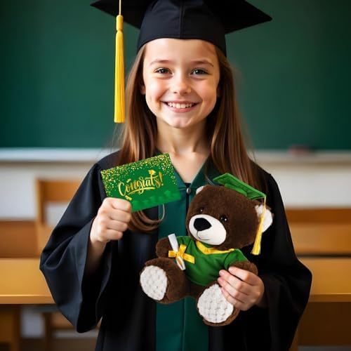 Bear with Graduation Cap Toys Class of 2026 Plush Stuffed Teddy Bear Animal Dog Cap and Gown with Greeting Card and Bag for Graduation Day Gift(Green) - Image 3