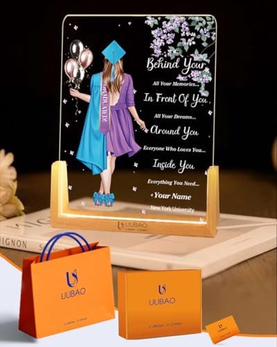 Personalized Name Graduation Gifts Custom Night Light LED Table Lamp Portrait Creator for Her 2026 University High School Keepsake(Girl I) by UUBAO