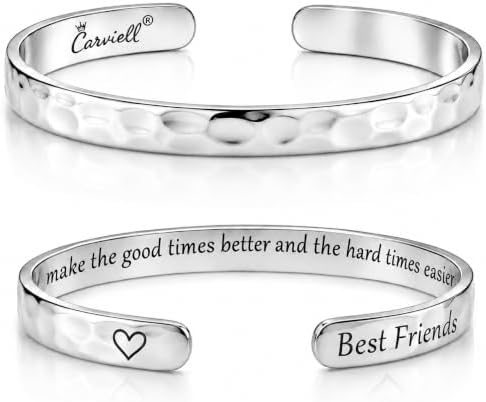 Carviell Bracelets for Women – 100+ Meaningful Engraved Messages – Solid 316L Surgical Stainless Steel Cuff Bracelet – Gift Ready by Carviell