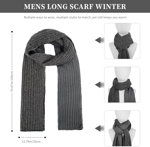 Winter Beanie Hats Long Neck Scarf for Men and Touchscreen Gloves 3PCS Set - Image 5