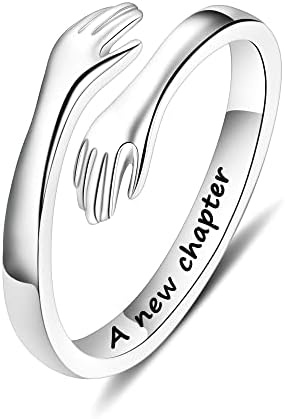 Yesteel S925 Sterling Silver Hug Ring for Women Teen Girls, Adjustable Ring Jewelry Mothers Day Birthday Gifts for Daughters Mom Sister Wife Friends Grandma by YESTEELJEWELRY