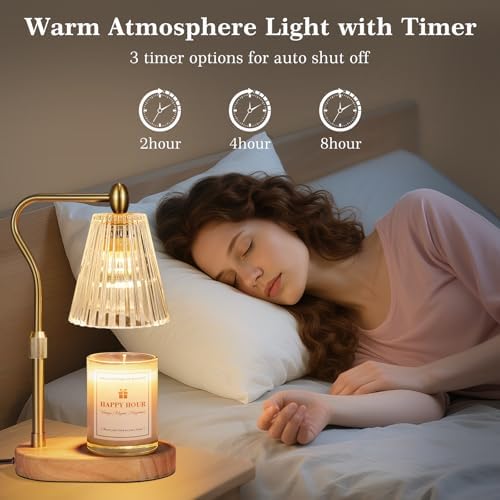 Imenlox Candle Warmer Lamp, with Timer & Dimmer, Adjustable Height, Christmas Birthday Mothers Day Gifts for Women Mom Her, House Warming New Home Thanksgiving Décor (Amber) - Image 3
