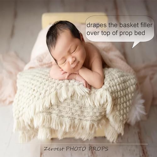 Zeroest Newborn Baby Photography Props Basket Filler Blanket (Beige) - Image 5