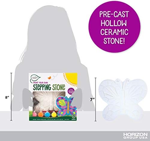 Creative Roots Mosaic Butterfly Stepping Stone Kit, Includes 7-Inch Ceramic Stepping Stone & 6 Vibrant Paints, Paint Your Own Stepping Stone, DIY Stepping Stone for Kids Ages 8+ White - Image 6