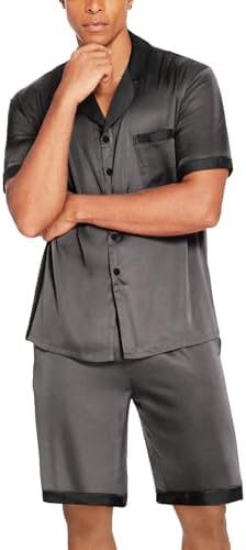 Ekouaer Men Silk Pajamas Set 2 Pieces Satin Pj Button Down Loungewear Sets - Image 3