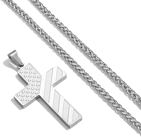 DuoDiner 18+2" Cross Necklace for Men Boys Christian Confirmation Gifts - Image 3