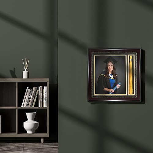 GraduationMall Graduation Photo Shadow Box Frame with Tassel Holder for 8x10 Pictures,Real Glass,Black Over Gold Double Mat,Wall & Tabletop Design - Image 6