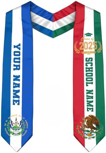 Custom Salvadoran Flag Graduation Sash 2026, Salvadoran Graduation Sash, Graduation Stole Class of 2026 Gift for Her Him by Daty