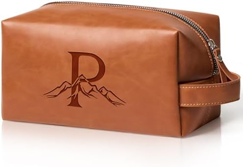 Personalized Gifts Travel Toiletry Bag for Men Engraved Initial by Aganmi