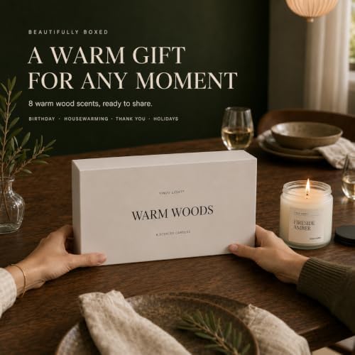 Scented Candles Gift Set, 8 Pack Warm Woods Soy Wax Candles, 3.5 oz Each - Image 7