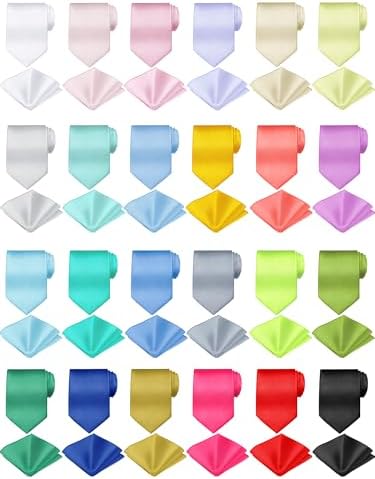 Zhanmai 48 Pcs Mens Ties and Pocket Square Set Satin by Zhanmai