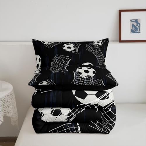 Erosebridal Soccer Kids Comforter Set | Football Themed Bedding Full Size Soccer Ball Down Comforter Sports Duvet Set for Bedroom - Image 6