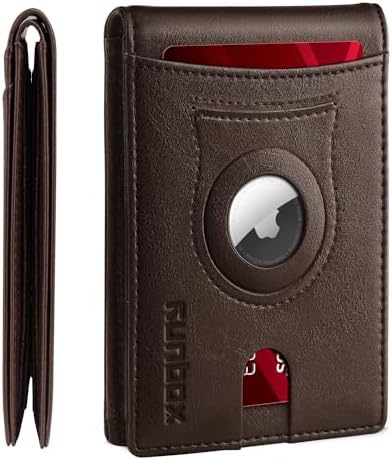 RUNBOX AirTag-Wallet-Mens-Slim-RFID Blocking Wallets Leather with Bill Compartment Air Tag Bifold Card Holder Wallet Gifts for Men Dad by RUNBOX