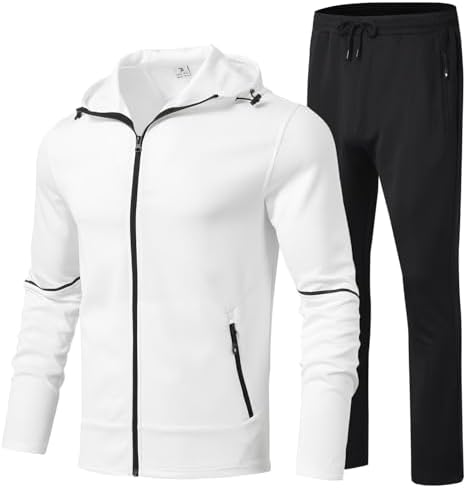 BGOWATU Men's Tracksuits Set Full Zip Jacket Hoodie Sweatsuit Running Sport Pants Outfits for Men with Zipper Pockets by BGOWATU
