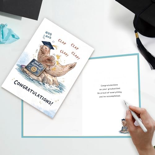 Funny Graduation Card, Cute Seal Card for Him and Her, High School & College Graduation Gift for Women - Image 4