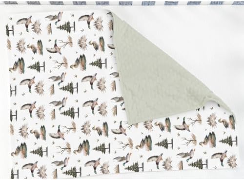 Retro Duck Hunting Baby Blankets for Girl Boy Flying Mallards Soft Mink Dotted Backing Double Layer Swaddle Receiving Blanket Wild Ducks Trees Leaves Bed Throws for Newborn Toddler Nursery 30x40 - Image 3