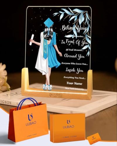 Personalized Name Graduation Gifts Custom Night Light LED Table Lamp Portrait Creator for Her 2026 University High School Keepsake(Girl F) by UUBAO