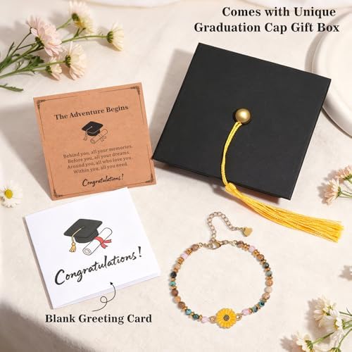 Graduation Gifts 2026 for Her Him, Class of 2026 Graduation Bracelets with Unique Cap Gift Box, Inspirational Keepsake for Women Men Middle High School University College Graduates - Image 4