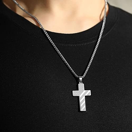 DuoDiner 18+2" Cross Necklace for Men Boys Christian Confirmation Gifts - Image 2