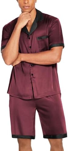 Ekouaer Men Silk Pajamas Set 2 Pieces Satin Pj Button Down Loungewear Sets - Image 4