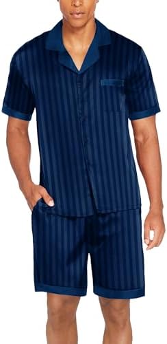 Ekouaer Men Silk Pajamas Set 2 Pieces Satin Pj Button Down Loungewear Sets - Image 4