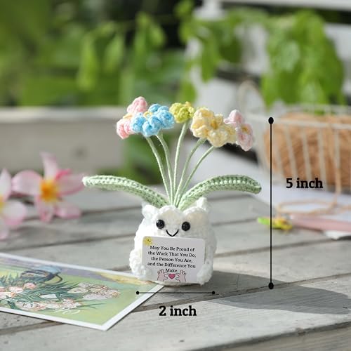 Forget-Me-Not Crochet Flower Pot, Meaningful Gift for Boss & Leaders - Image 5